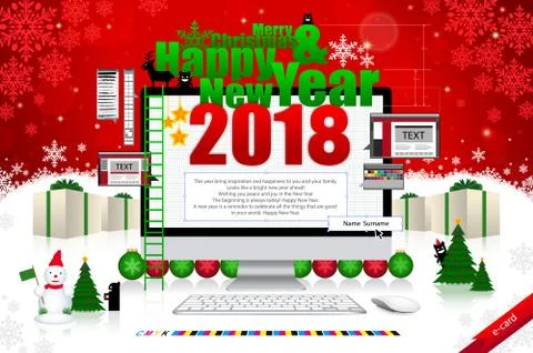 Merry christmas and happy new year card Stock Illustration