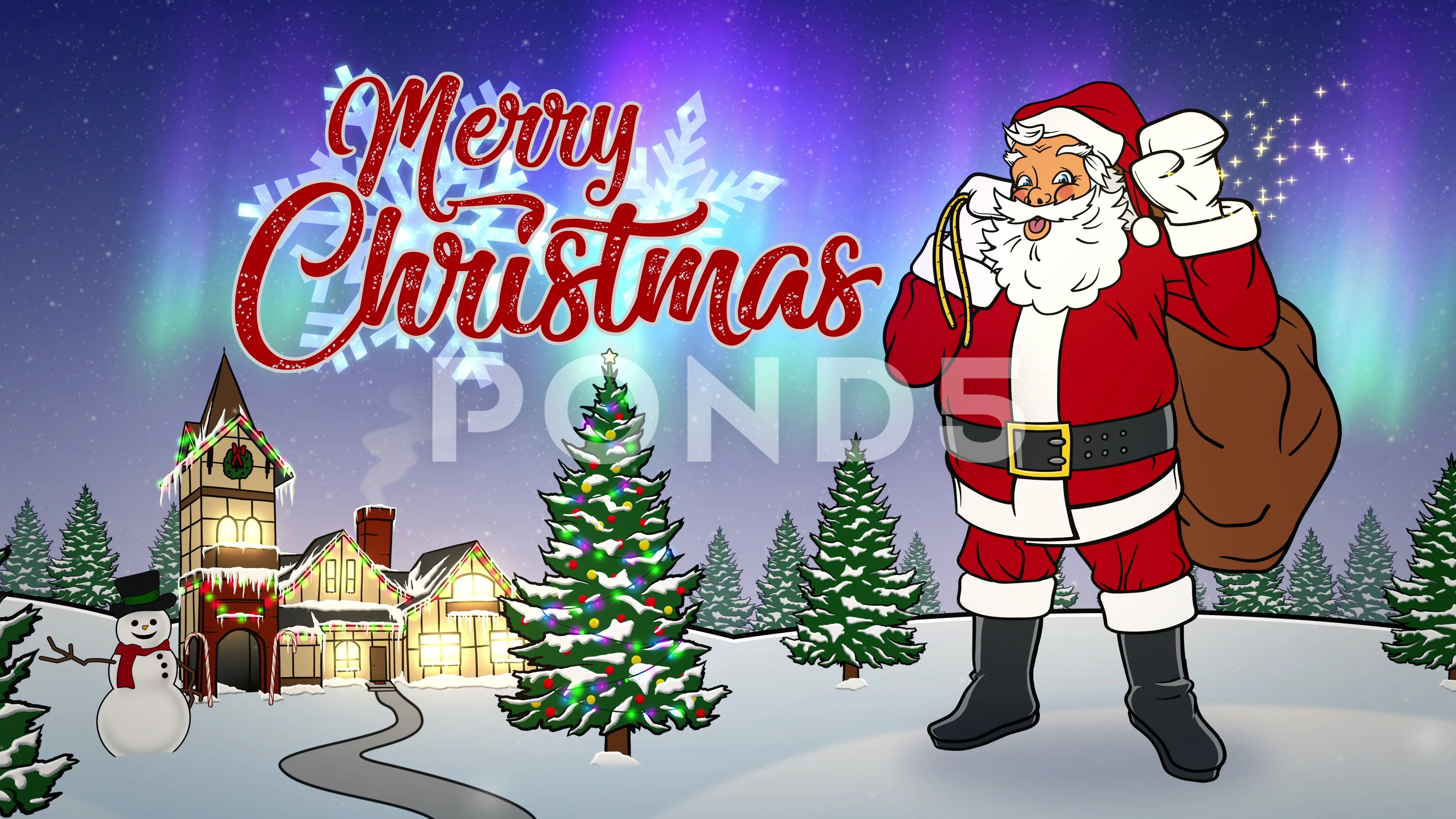 Merry Christmas Animated Card with Santa... | Stock Video | Pond5
