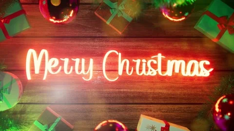 Merry christmas animation with decoration like boxes, presents, gifts, balls Stock Footage 217366409