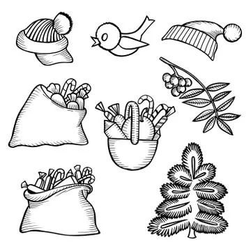 Merry Christmas attributes. Illustrazione stock