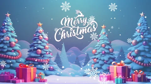 Merry Christmas background animation. Text animation. Snow. Christmas tree 動画素材 257340856