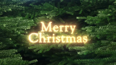 Merry Christmas on a background of pine trees. holiday-themed animation Stock Footage 201673517