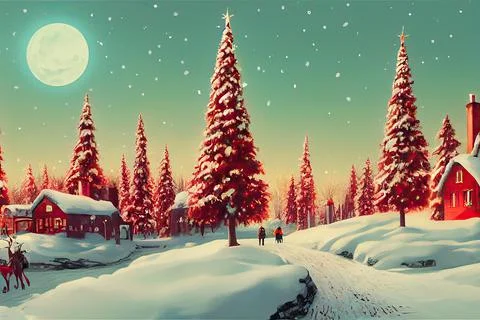 Merry Christmas background with pine trees, balls, gifts and Christmas decora Stock Illustration
