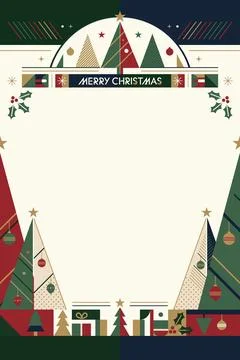 Merry Christmas background vertical template with abstract element geometri.. Stock Illustration