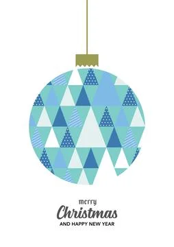 Merry Christmas ball with triangle pattern 스톡 일러스트