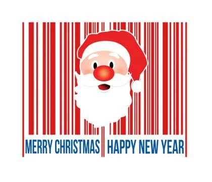 Merry Christmas barcode with Santa inside Illustrazione stock