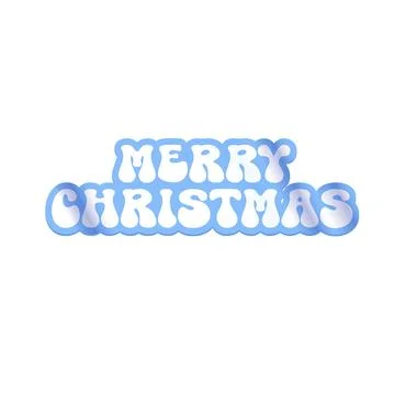 Merry Christmas blue sticker vector design, creative holiday typography, modern Stock Illustration