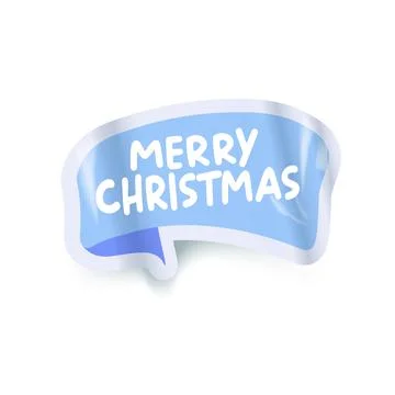 Merry Christmas blue sticker vector design, creative holiday typography, modern Stock Illustration