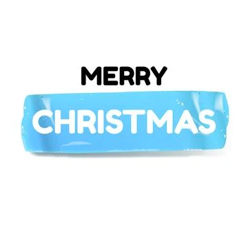 Merry Christmas blue sticker vector design, creative holiday typography, modern Stock Illustration