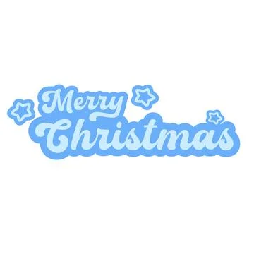 Merry Christmas blue sticker vector design, creative holiday typography, modern Stock Illustration