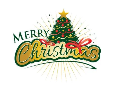 Merry Christmas with bow Stock-Illustration