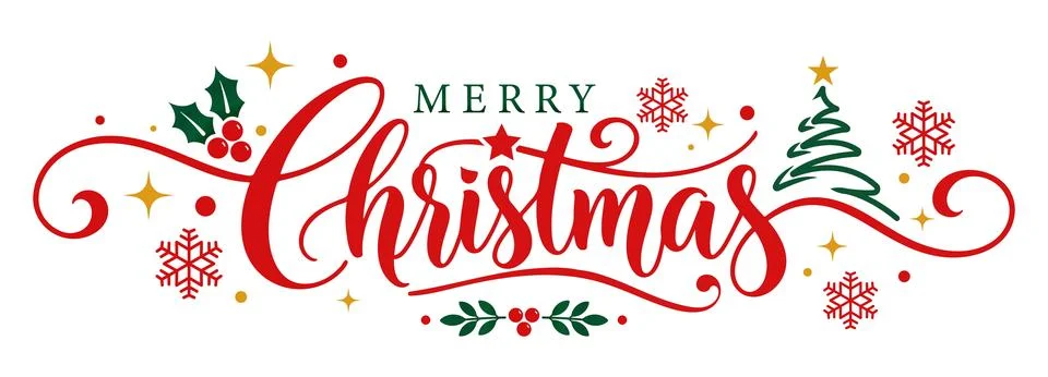 Merry christmas calligraphic script 库存插图