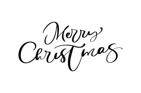 Merry christmas calligraphic text vector on white background. Lettering for.. Illustrazione stock
