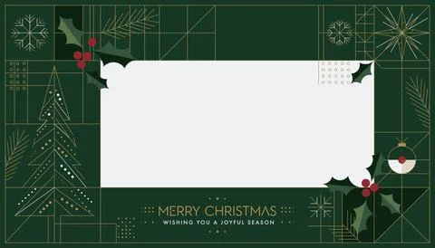 Merry Christmas calligraphy with abstract geometric elements and blank rect.. Stock Illustration