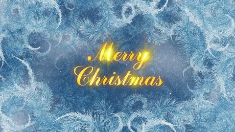 Merry Christmas Calligraphy Ice Pattern Video stock 69888752