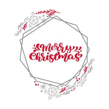 Merry Christmas Calligraphy vector text in xmas floral and geometric elements Stockillustratie