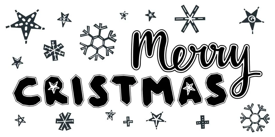Merry Christmas caption. Vector illustration. Stock Illustration