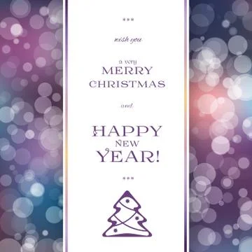 Merry Christmas card with bokeh Stock Illustration