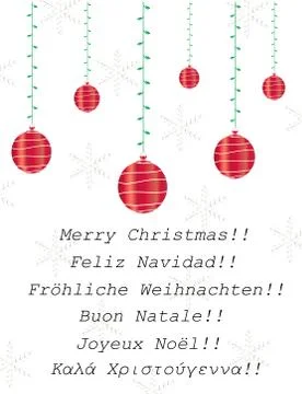 Merry Christmas card vector in multiple languages Stock Illustration