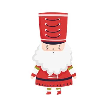 Merry christmas celebration cute nutcracker soldier with hat Stock Illustration
