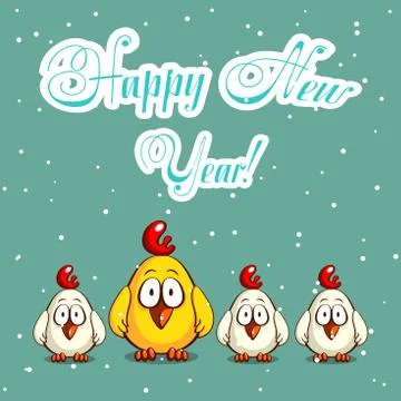 Merry Christmas Chicks Stock Illustration