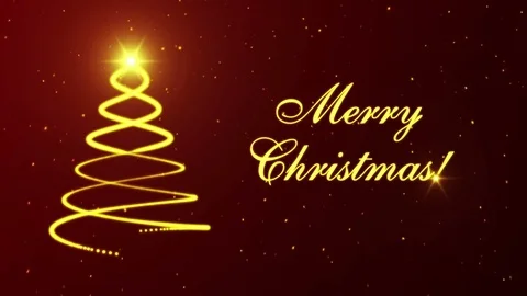 Merry Christmas with christmas tree, glowing particles and snowflakes on the Stock Footage 83066176