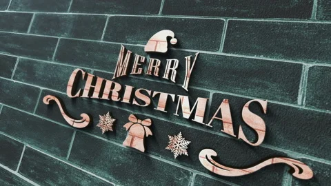 Merry Christmas chrome text 3D animation abstract background Video stock 223514128