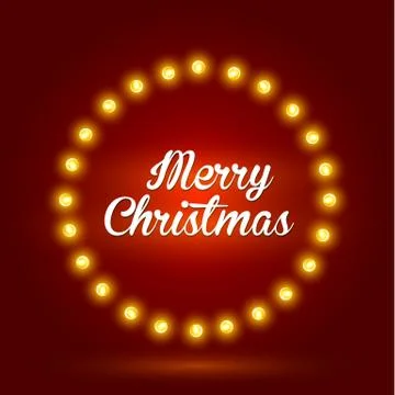 Merry christmas with circle lamps pattern Stock Illustration