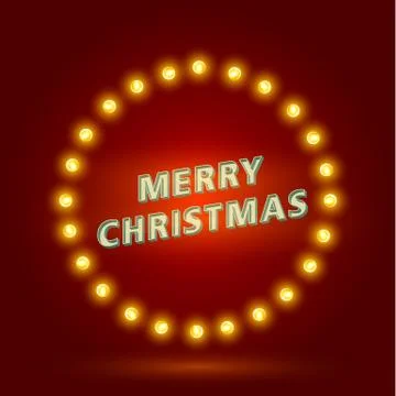 Merry christmas with circle lamps pattern Stock Illustration