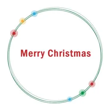 Merry Christmas circle simple frame with balls Stock Illustration