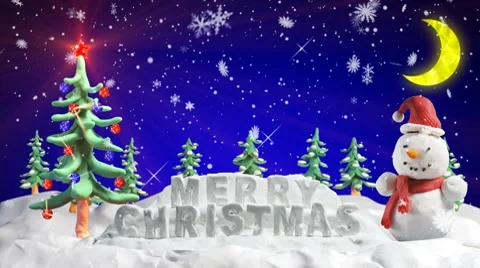 Merry christmas clay greetings loopable scene Stock Footage 8692260