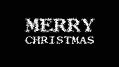 Merry Christmas cloud text effect black isolated background Stock Footage 139639134