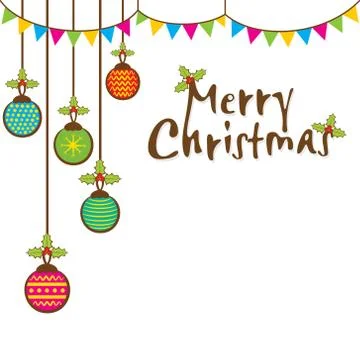 Merry christmas colorful ball greeting design vector Stock Illustration