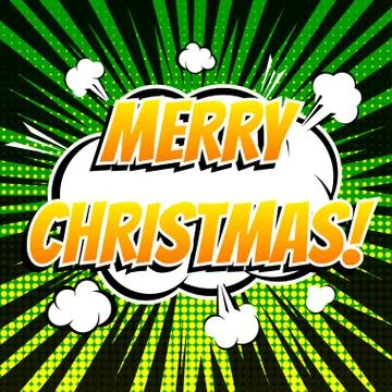 Merry christmas comic book bubble text retro style Stock Illustration