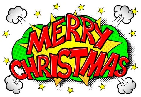 Merry christmas comic speech bubble Stockillustratie