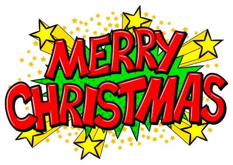 Merry christmas comic speech bubble Stock Illustration