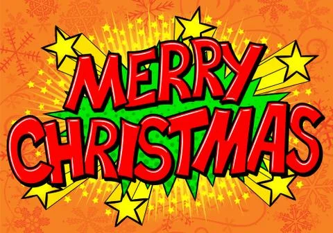 Merry christmas comic speech bubble Stock Illustration