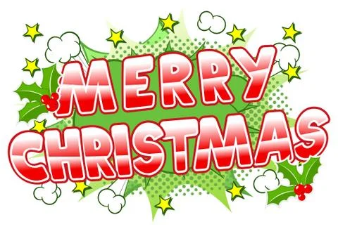 Merry Christmas comic speech bubble Illustrazione stock