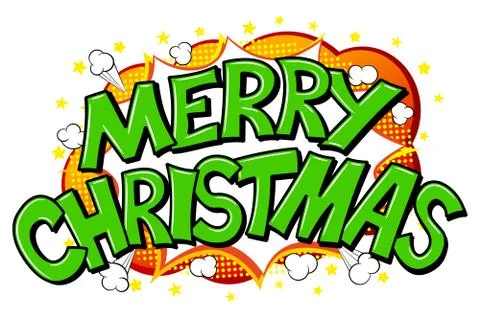 Merry Christmas comic speech bubble Stock Illustration