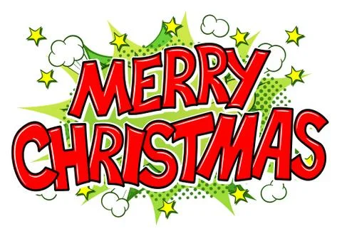 Merry Christmas comic speech bubble Stock Illustration