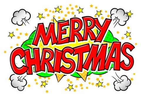 Merry Christmas comic speech bubble Stock Illustration