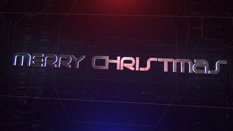 Merry Christmas on computer screen with lines and matrix code Stock Footage 221654198