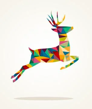 Merry christmas contemporary triangle reindeer greeting card Stock Illustration