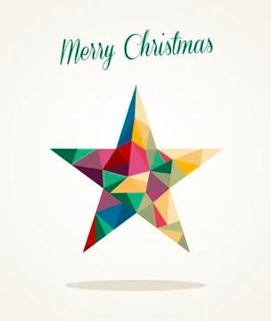 Merry christmas contemporary triangle star greeting card Stock Illustration