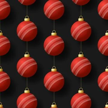 Merry Christmas cricket seamless pattern. Hang on a thread realistic cricket  Stock Illustration