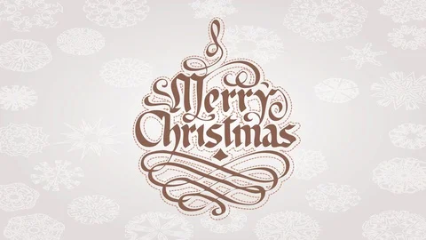 Merry christmas cursive calligraphy style with hand drawn decorative elements Stock Footage 130070688