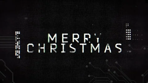 Merry Christmas with cyberpunk pattern Stock Footage 257077126