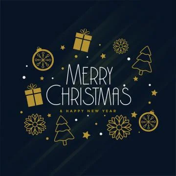 Merry christmas decoration elements on dark background Stockillustratie