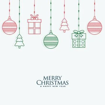 Merry christmas decorative elements hanging background Stock Illustration