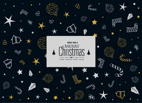 Merry christmas decorative pattern on black background 스톡 일러스트